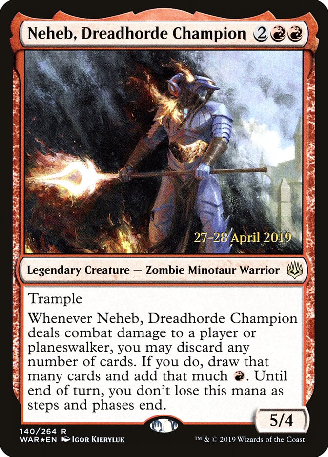 Neheb, Dreadhorde Champion  [War of the Spark Prerelease Promos] | Magic Magpie