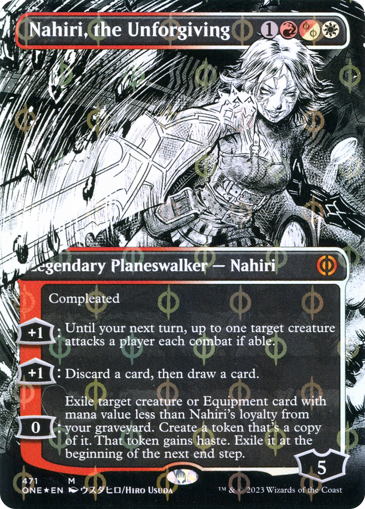 Nahiri, the Unforgiving (Borderless Manga Step-and-Compleat Foil) [Phyrexia: All Will Be One] | Magic Magpie