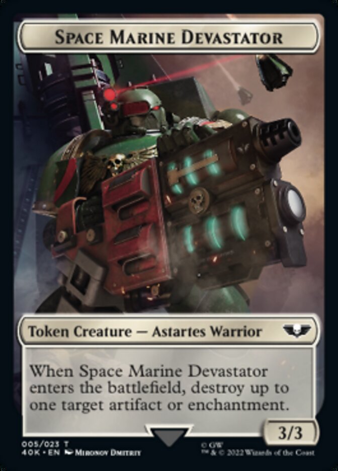 Soldier (002) // Space Marine Devastator Double-sided Token (Surge Foil) [Universes Beyond: Warhammer 40,000 Tokens] | Magic Magpie