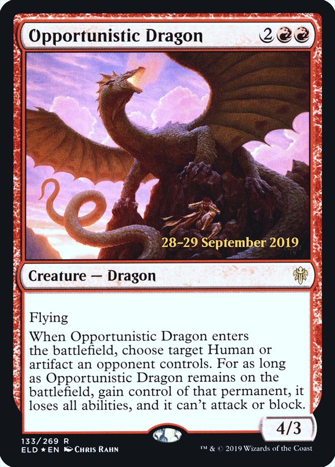 Opportunistic Dragon  [Throne of Eldraine Prerelease Promos] | Magic Magpie